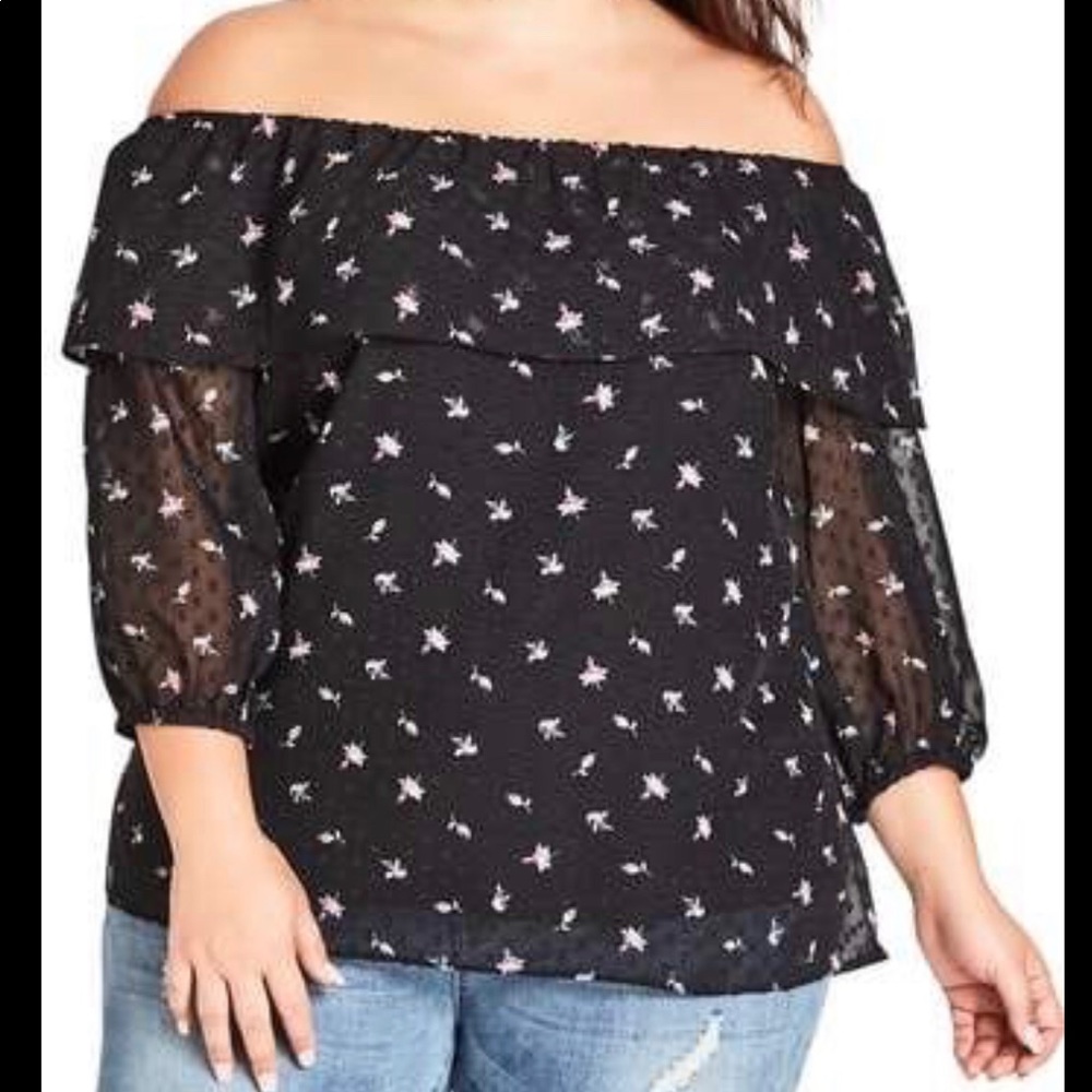 Dobby Floral Top- City Chic